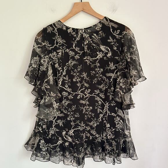 NEW Sachin & Babi Rossie Flowy Ruffle Short Sleeve Blouse Size 12 Black - Picture 4 of 7